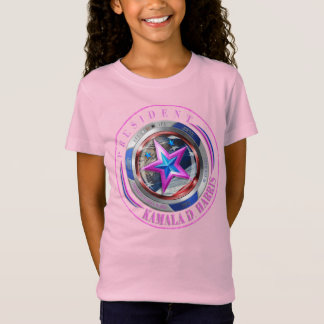Girls Dual Sided Harris-Walz Wing/Briefmarke Medal T-Shirt