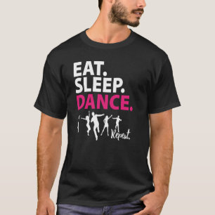 Girl's Eat Sleep Tance Wiederholung rosa Tänzer Id T-Shirt
