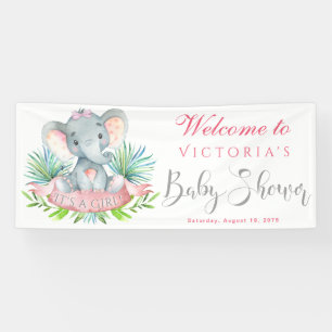 Girls Elephant Baby Shower Banners Banner