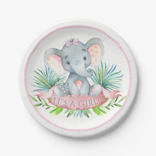 Girls Elephant Baby Shower Paper Teller