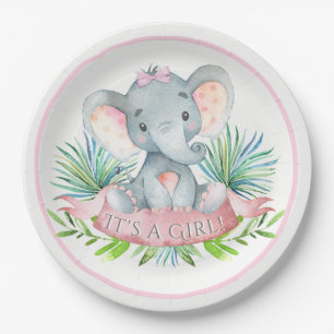 Girls Elephant Baby Shower Paper Teller