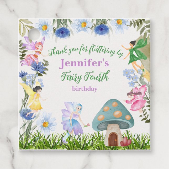Girl's Fairy Birthday Fairies and Flowers Any Age Geschenkanhänger (Vorderseite)