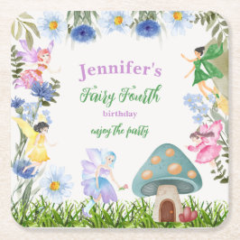 Girl's Fairy Birthday Fairies and Flowers Any Age Rechteckiger Pappuntersetzer