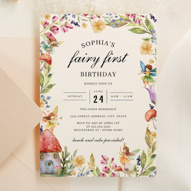 Girls Fairy Erster Geburtstag 1. Geburtstag Einladung (Von Creator hochgeladen)