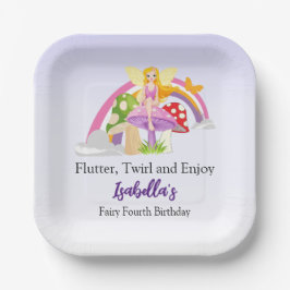 Girls Fairy Mushroom Rainbow Birthday  Pappteller