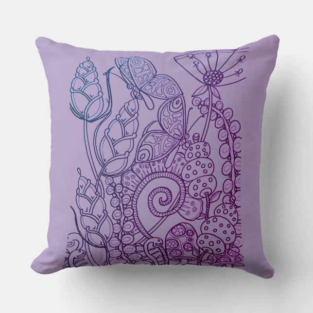 Girls Fantasy Blume Schmetterling Gingham Kissen (Vorderseite)