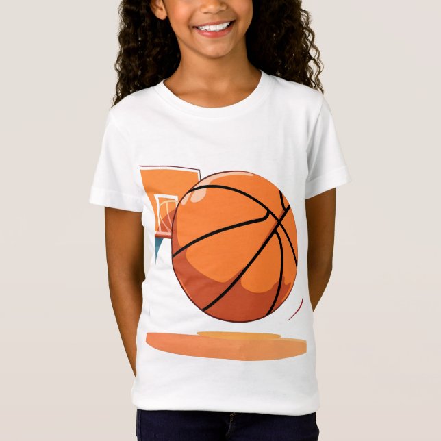 Girls' Fine Jersey T - Shirt - Big Basketball (Vorderseite)