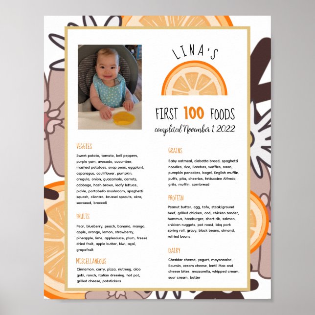 Girls First 100 Foods Baby Weaning Poster (Vorne)