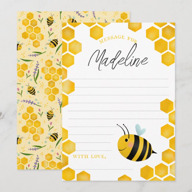 Girls First Bee Day Birthday Time Kapselkarten Einladung (Vorne/Hinten)