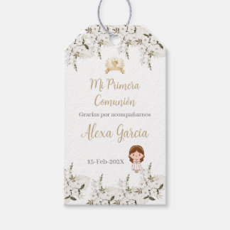 Girl's First Communion Floral Gift Tag Geschenkanhänger