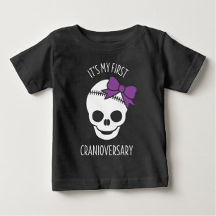 Girls First Cranioversary Skull mit Bow Baby T-Sh T-shirt