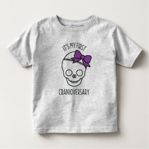 Girls First Cranioversary Skull mit Bow Kleinkind T-shirt