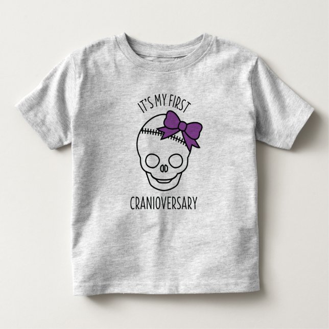 Girls First Cranioversary Skull mit Bow Kleinkind T-shirt (Vorderseite)