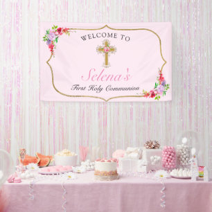 Girls First Heilige Kommune Hübsche Blumenwillkomm Banner