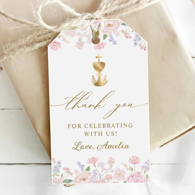 Girl's First Holy Communion Pastel Floral Geschenkanhänger (Von Creator hochgeladen)