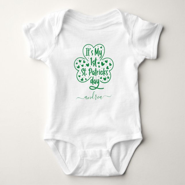 Girl's First St. Patricks Day Niedlich Clover & Na Baby Strampler (Vorderseite)