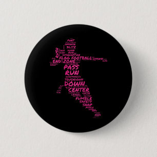 Girls Flag Football Player Word Art Typografy Button