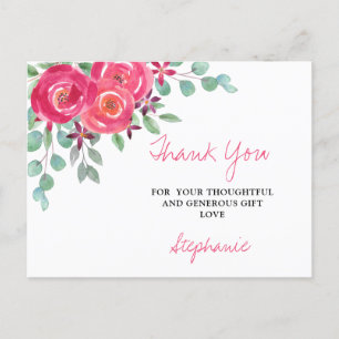Girl's Floral Baby Shower Danke Postcard Postkarte
