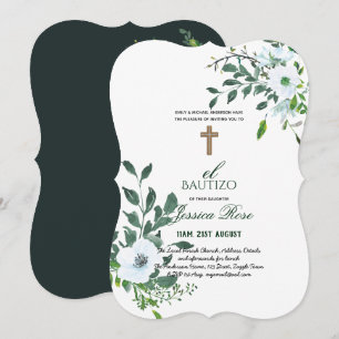 Girls Floral BAUTIZO Bautismo Pink Katholisches Kr Einladung