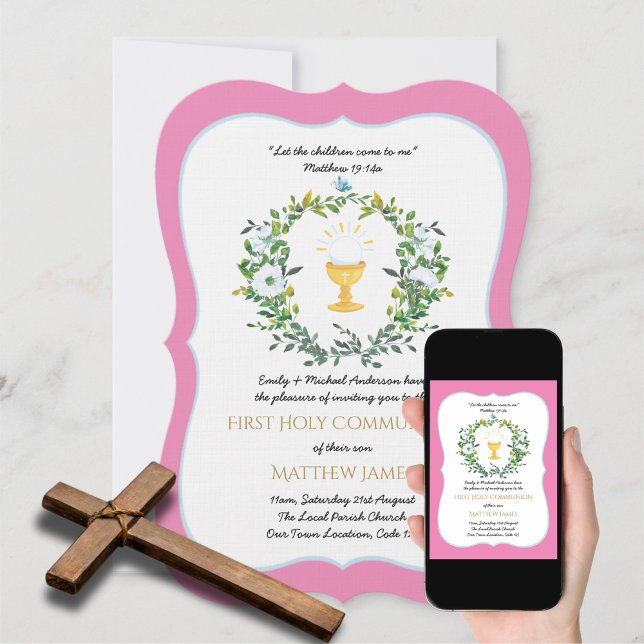 Girls Floral First Heilige Kommune Einladung (Von Creator hochgeladen)