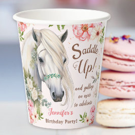 Girls Floral Horse Geburtstagsparty Pappbecher