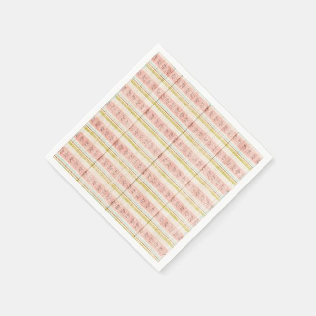 Girl's Floral Pink Stripe Hütte Chic Tea Party Serviette (Ecke)