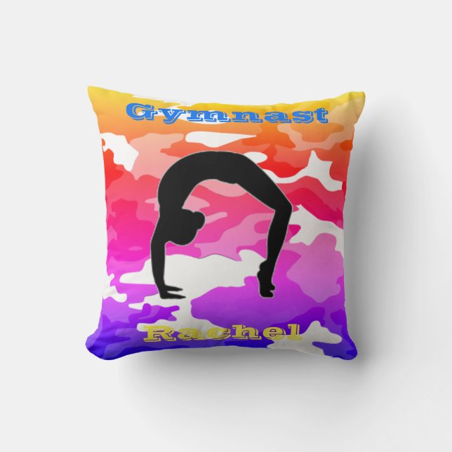 Girls Floß Beam Vault Bars Rainbow Camouflage Kissen (Vorderseite)