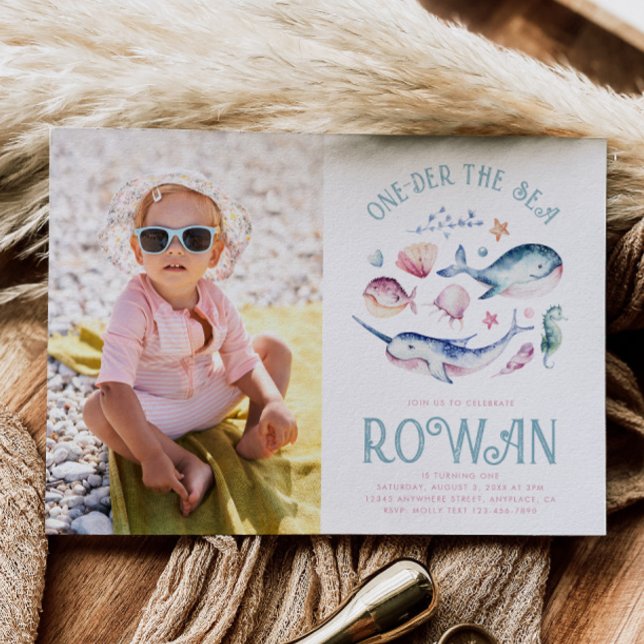 Girl's Foto One-the-Sea-Birthday Einladung (Von Creator hochgeladen)