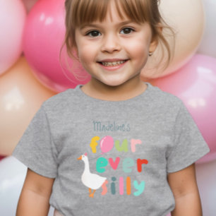 Girls Four Ever Silly Farm Gans 4. Geburtstag Kleinkind T-shirt