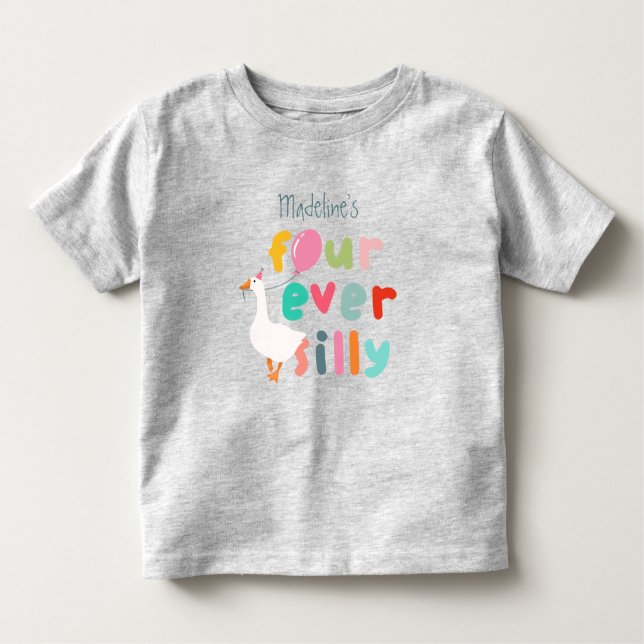 Girls Four Ever Silly Farm Goose 4th Birthday Kleinkind T-shirt (Vorderseite)