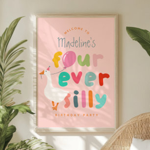 Girls Four Ever Silly Goose 4. Geburtstag Willkomm Poster