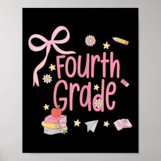 Girls Fourth Grade Coquette Bow Pink Preppy Ck To  Poster