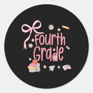 Girls Fourth Grade Coquette Bow Pink Preppy Ck To  Runder Aufkleber
