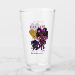 Girls Friend Geschenk Black Unicorn Besticorn Magi Glas