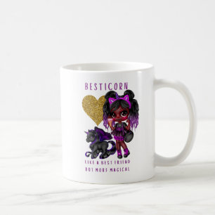 Girls Friend Geschenk Black Unicorn Besticorn Magi Kaffeetasse