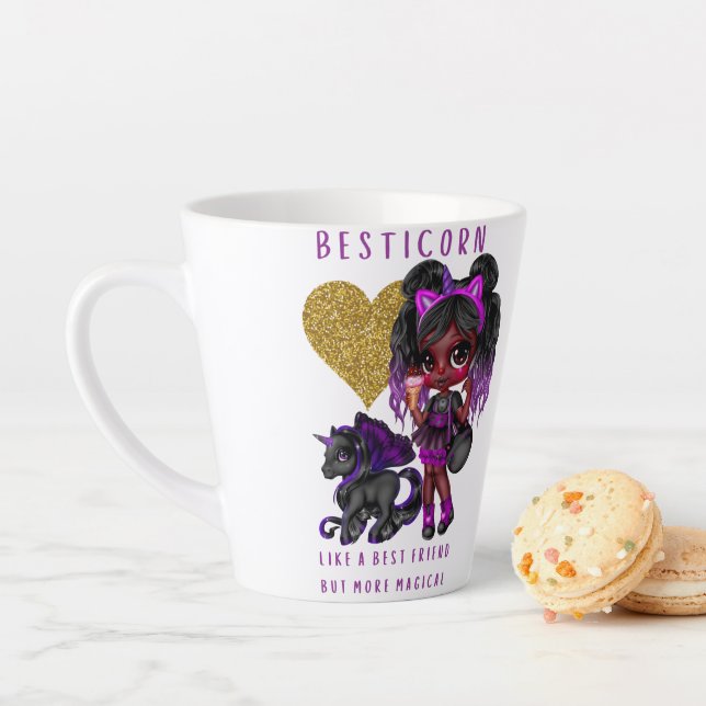 Girls Friend Geschenk Black Unicorn Besticorn Magi Milchtasse (Beispiel)