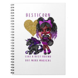 Girls Friend Geschenk Black Unicorn Besticorn Magi Notizblock