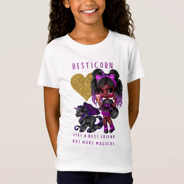 Girls Friend Geschenk Black Unicorn Besticorn Magi T-Shirt (Vorderseite)