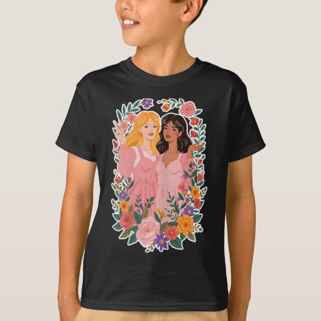 Girls Friendship Bloom Ies Sisterhood Together Lau T-Shirt (Vorderseite)