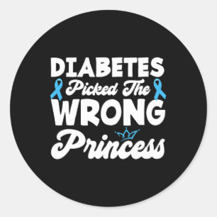 Girls Fun Diabetes hat die falsche Prinzessin T1d  Runder Aufkleber