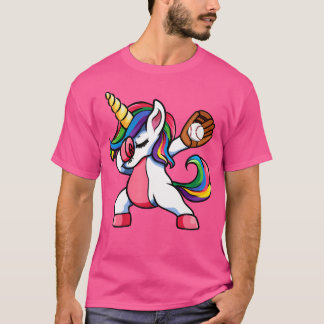 Girls Funny Dabbing Baseball Einicorn Bekleidung J T-Shirt