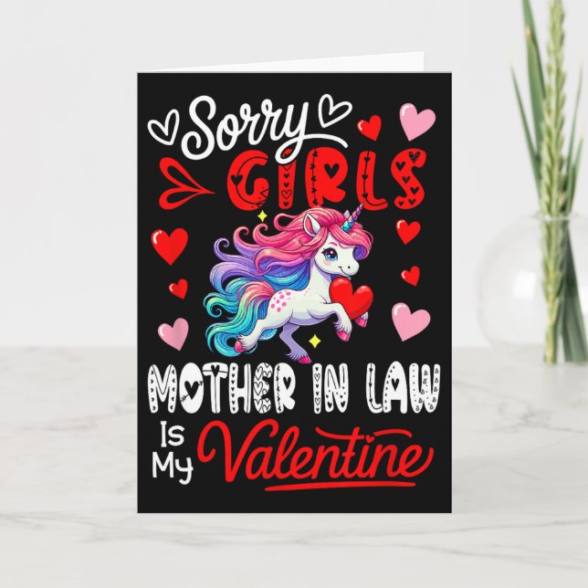 Girls Funny Joke Mother In Law Is My Valentine Uni Karte (Vorderseite)