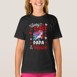 Girls Funny Joke Papa ist mein Valentine Einhorn T-Shirt