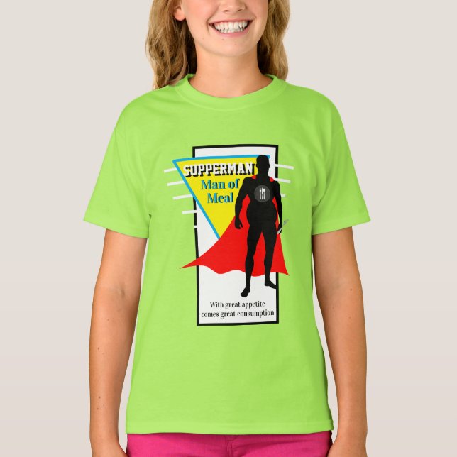 Girls Funny Novelty Graphic SUPPERMAN MAN MAN OF M T-Shirt (Vorderseite)
