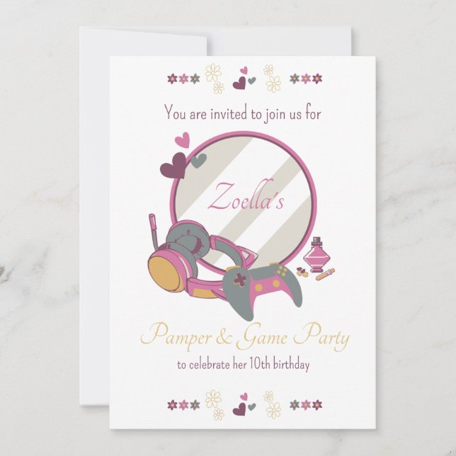 Girls Game and Pamper Party Einladung (Vorderseite)