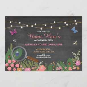 Girl's Garden Bug Hunt Butterfly zum Geburtstag Ei Einladung