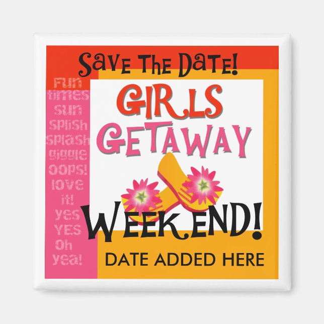 Girls Getaway Save the Date Magnet (Vorne)