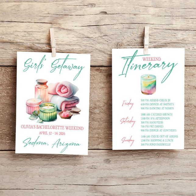 Girls’ Getaway, Wellness-Center, Bachelorette Week Einladung (Von Creator hochgeladen)