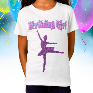 Girls Glitzer Ballerina Dance "Birthday Girl" T-Shirt