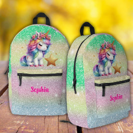 Girls Glitzer Einhorn Zauberstar Bedruckter Rucksack